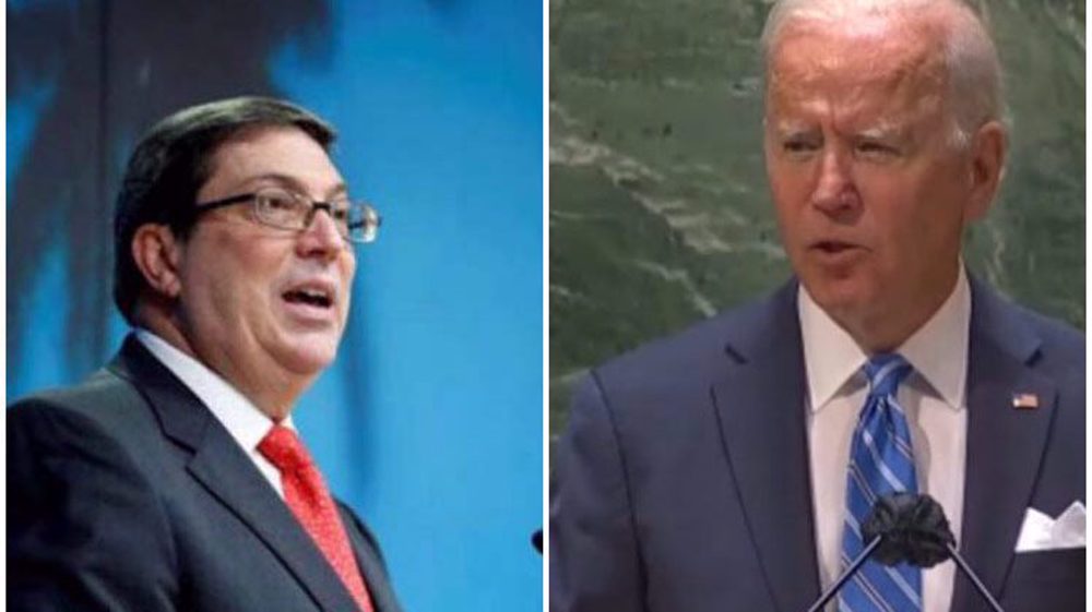 Menteri Luar Negeri Kuba Bruno Rodriguez (kiri), dan Presiden AS Joe Biden (kanan).