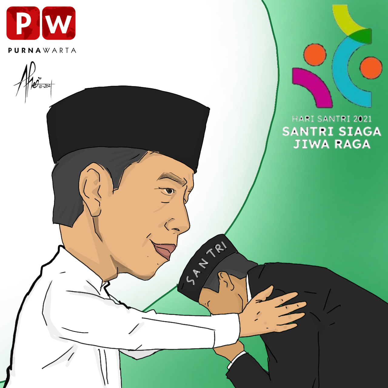 Karikatur Pesan Jokowi Untuk Santri Purnawarta