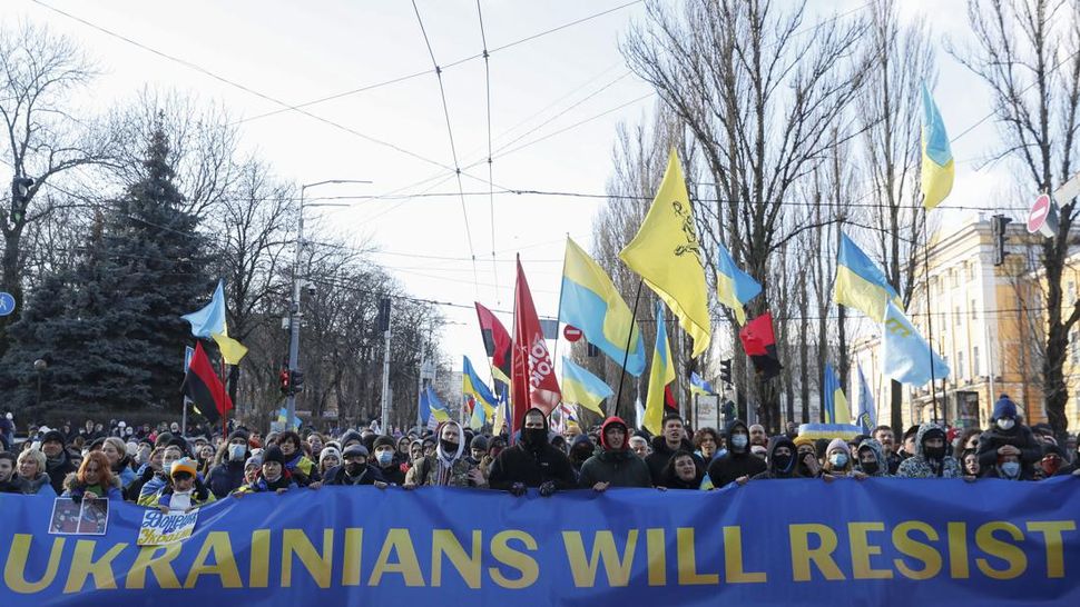 Warga Ukraina Unjuk Rasa, Lawan Ancaman Perang Rusia