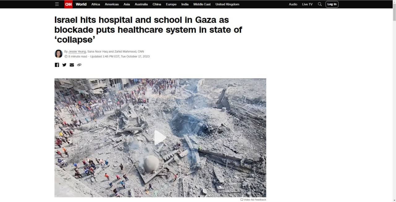 cnn serang hospital rumah sakit gaza