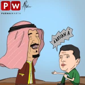 [KARIKATUR] – Ditinggalkan AS Zelensky Mulai Mengemis Bantuan Arab Saudi