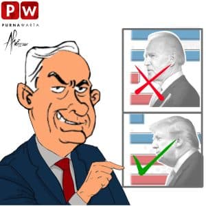 [KARIKATUR] – Penilaian Ekstremis Zionis Terhadap Biden dan Trump