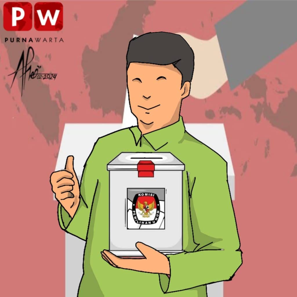 [KARIKATUR] – Rating Kepuasan Masyarakat Atas Pelaksanaan Pemilu Serentak Tahun 2024 Berdasarkan Survei