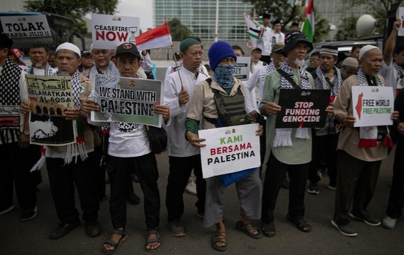 Warga Indonesia Gelar Aksi Bela Palestina di Kedubes AS Jakarta