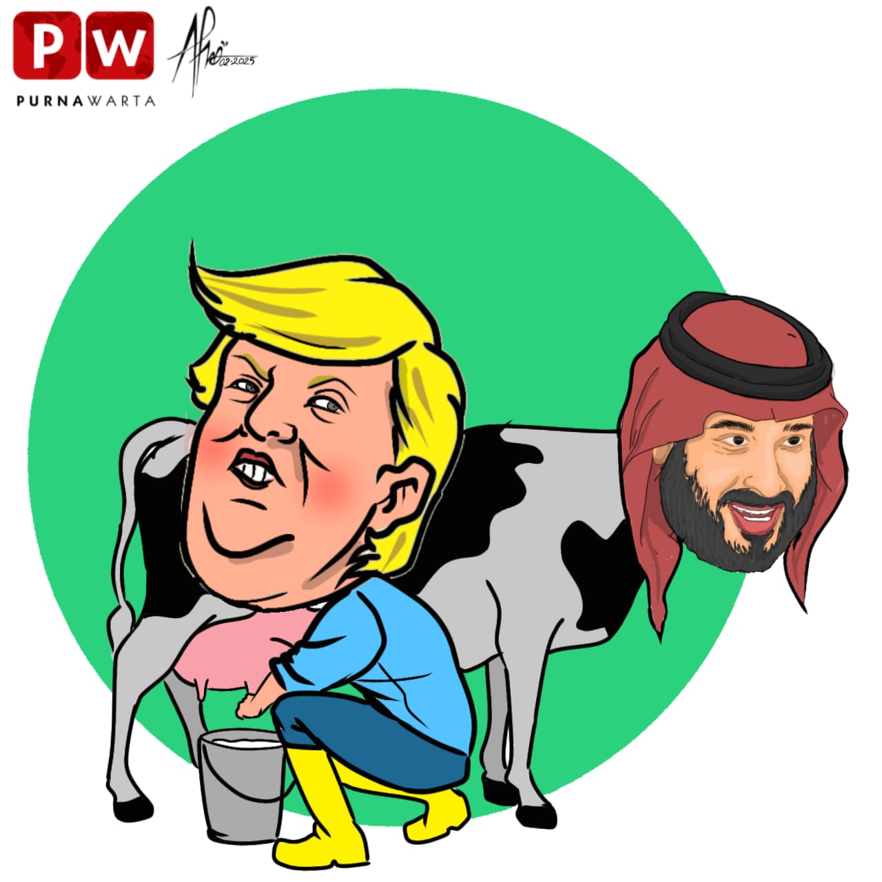 [KARIKATUR] – Saudi Hanyalah Sapi Perah Trump - purnawarta
