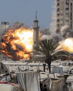 Potret Menara Hunia Gaza Dibom Jet Tempur Zionis Israel