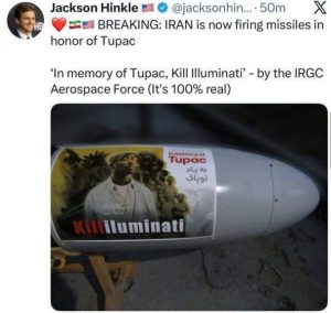 Reaksi Aktivis Media terhadap Pemasangan Gambar Tupac Shakur duli Drone Iran
