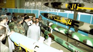 Imam Khamenei under Nazeat and Zelzal missiles at the Parchin military base in 1998